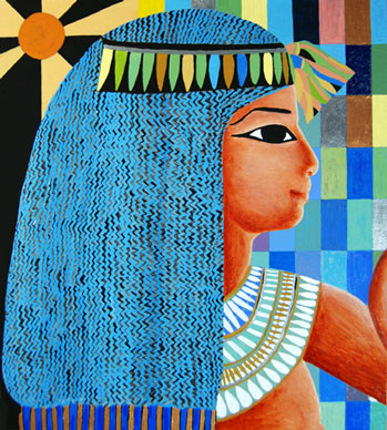 Interpretation of Egyptian relief, painting by Marten Jansen